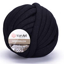Пряжа товста трикотажна YarnArt Marshmallow, Чорний №902, (ЯрнАрт Маршмеллоу) 750гр., 30м.