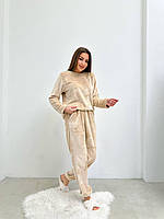 Теплая зимняя женская модная пижама из махры кофта и штаны, пижама на подарок домашний махровый комплект