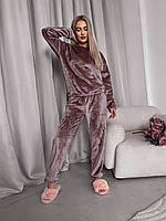 Теплая зимняя женская модная пижама из махры кофта и штаны пижама на подарок домашний махровый комплект Турция