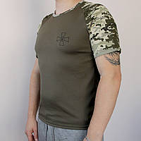 Тактична футболка з Гербом ЗСУ, чоловіча футболка олива (L), футболка "Збройні Сили України" SB67