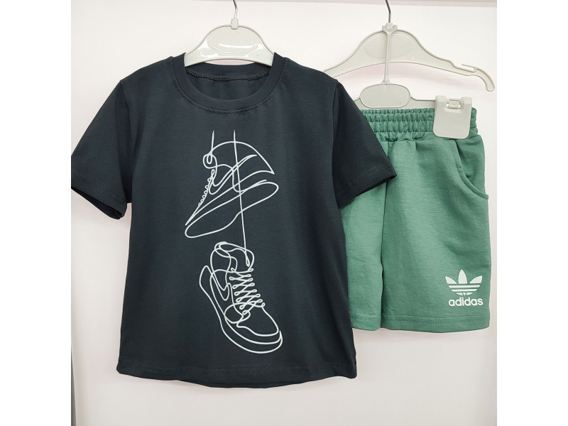 Костюм літній для хлопчика "Кеди", футболка і шорти, фулікра+двохнитка, від 98-104 см до 122-128 см
