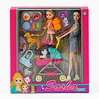 Кукла 51815 высота 30 см, 2 куклы, 3 домашних любимца, коляска, съемная одежда и обувь, в коробке