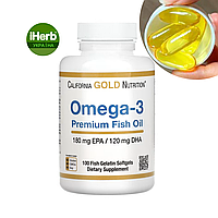 California Gold Nutrition, омега-3, преміальної якості, 180 мг ЕПК / 120 мг ДГК