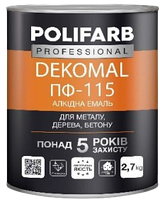 Емаль Polifarb DekoMal ПФ-115 біла, 2,7 кг