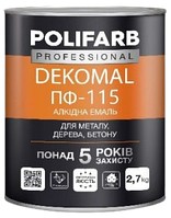 Эмаль Polifarb DekoMal ПФ-115 красная, 2,7 кг