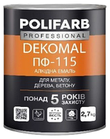 Эмаль Polifarb DekoMal ПФ-115 желтая, 2,7 кг.