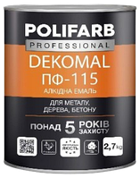 Эмаль Polifarb DekoMal ПФ-115 светло серая, 2,7 кг.