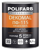 Эмаль Polifarb DekoMal ПФ-115 орех светлый, 2,7 кг