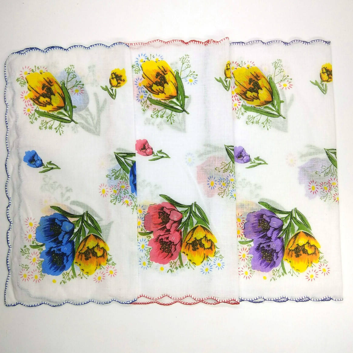 

Носовые платки женские с цветами 28*28см ХБ, Разные цвета