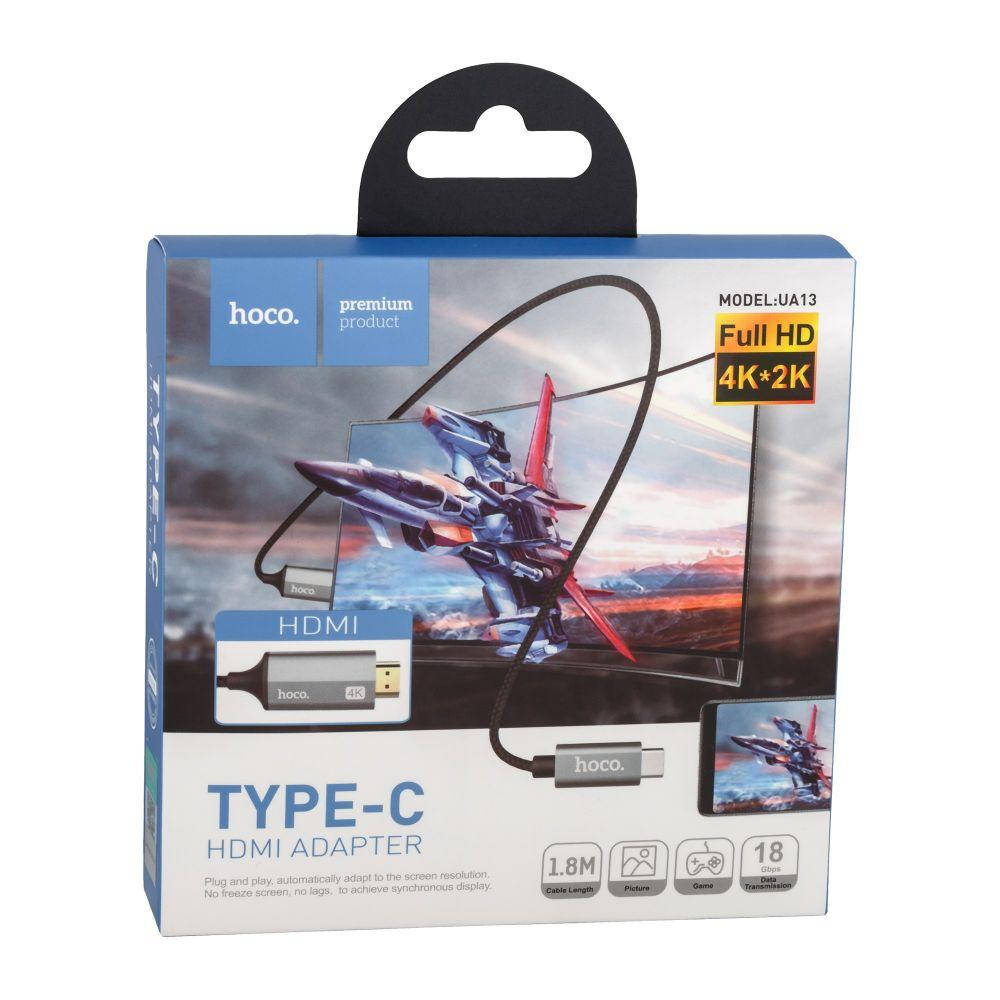 

Переходник Hoco UA13 Type-c HDMI 1,8m Цвет Серый BF