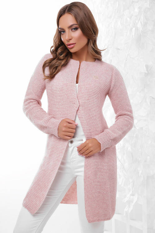

Женский меланжевый вязаный кардиган 142 Пудра