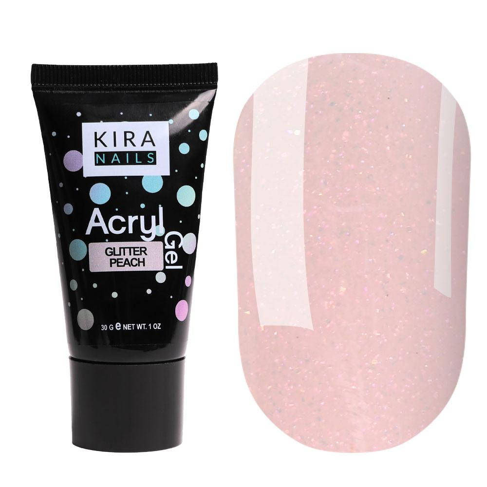 

Kira Nails Acryl Gel Glitter Peach - акрил-гель, полигель 30 г, Розовый