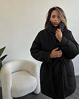Весенняя теплая женская куртка с капюшоном модная стильная теплая курточка на кнопках с поясом 250 BVV