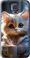Чехол на Samsung Galaxy S5 Duos SM G900FD White cat "5646u-62-71002"