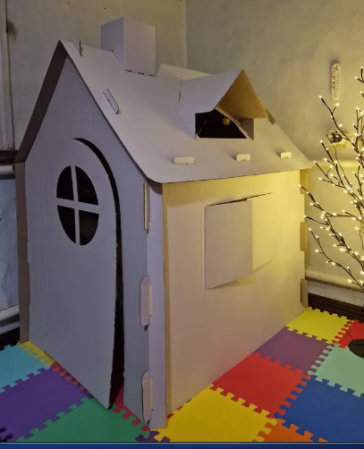 Картонний будиночок розмальовка білий подарунок для дітей   будиночок з картону дитячий 110x80x120 см висоти