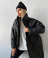 Весенняя теплая женская куртка из экокожи модная стильная курточка с ремнем без капюшона 250 еврозима BVV