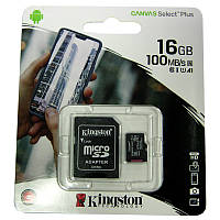 Картка пам'яті micro-SDHC16Gb Kingston Class10 А1 100Mb/s+adapterSD