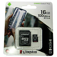 Карта памяти micro-SDHC16Gb Kingston Class10 А1 100Mb/s+adapterSD