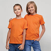 Дитяча футболка JHK, KID T-SHIRT, базова, однотонна, для хлопчика або дівчинки, помаранчева, розмір 140, на 9/11 років