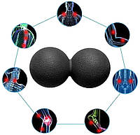 М'ячик для масажу 12х6 см подвійний TPR EasyFit (Ізіфіт) чорний