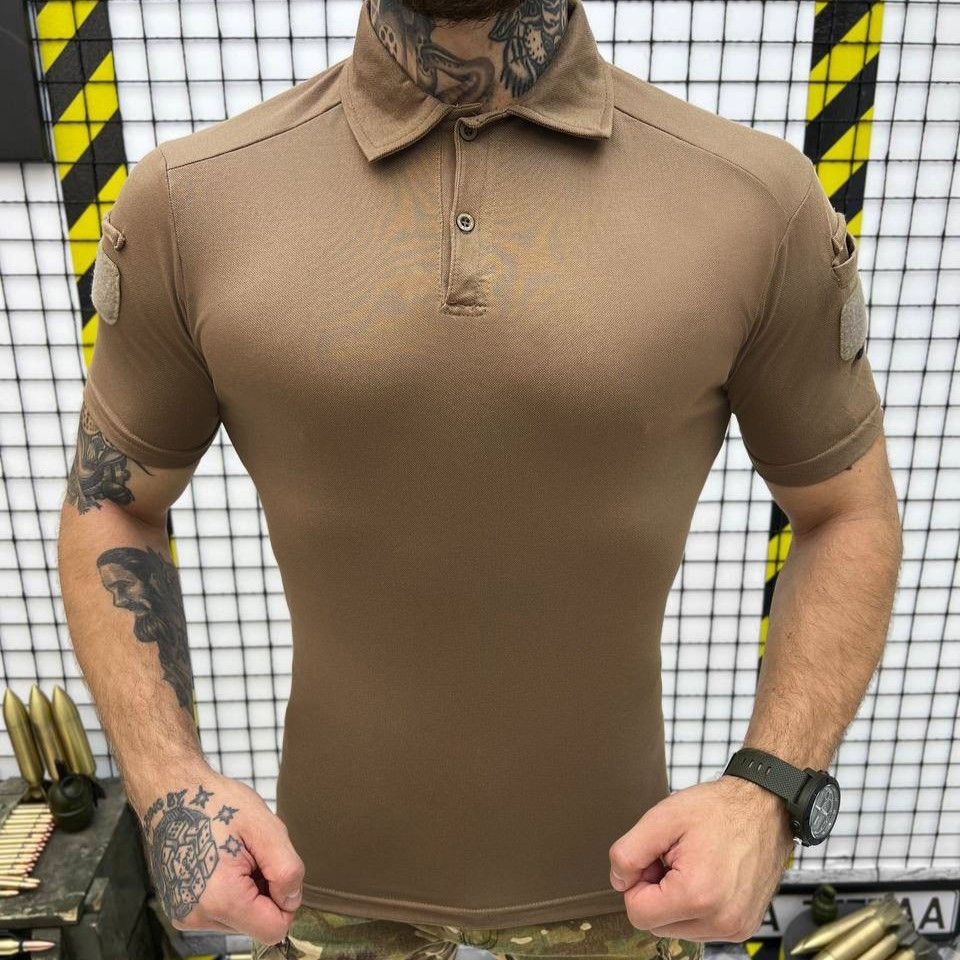 Мужская футболка-поло МЕТАМ койот, поло военное с липучками под шевроны и коротким рукавом XL - фото 2 - id-p2098504850