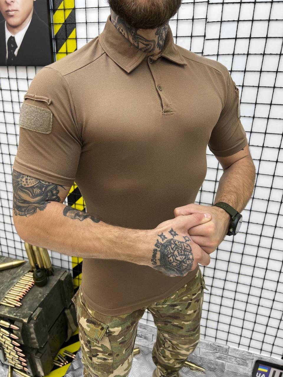 Мужская футболка-поло МЕТАМ койот, поло военное с липучками под шевроны и коротким рукавом XL - фото 6 - id-p2098504850