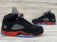 Мужские зимние кроссовки Nike Air Jordan 5 gore tex black Найк Джордан Ретро 23 Гортекс черные кожа осень зима