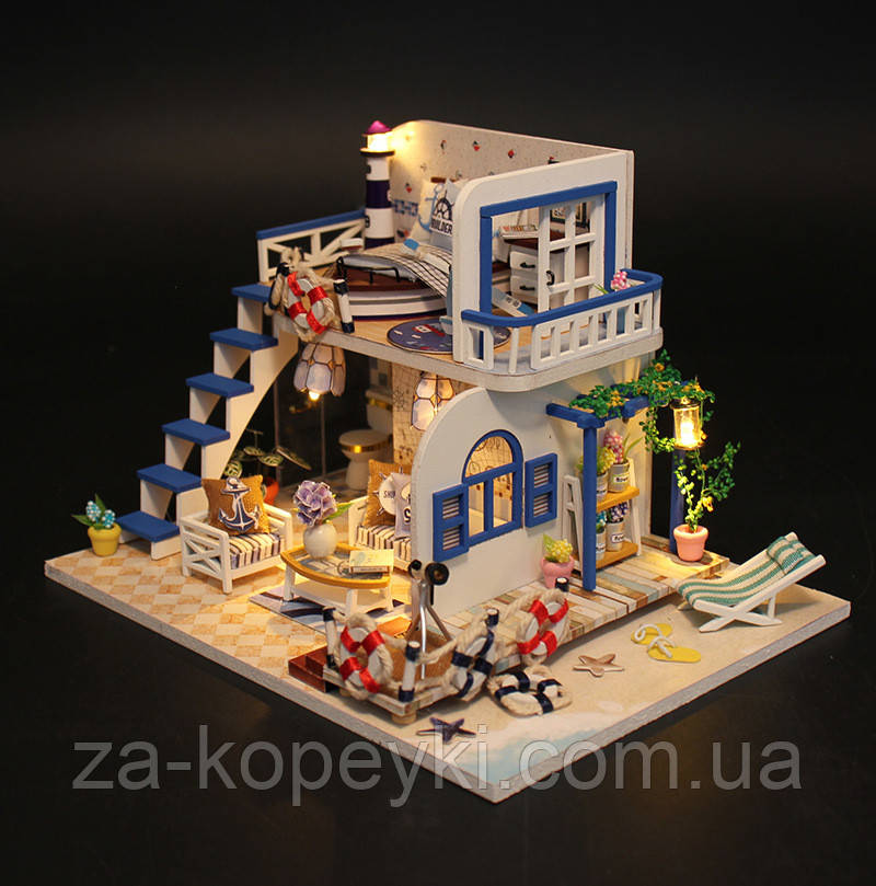 Румбокс Будиночок біля моря Blue Coast інтер'єрний конструктор DIY mini house М032