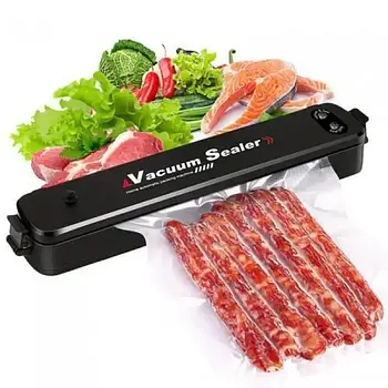Домашній вакууматор для продуктів Vacuum Sealer LK202209-40 Кухонний вакуумний пакувальник  Чорний
