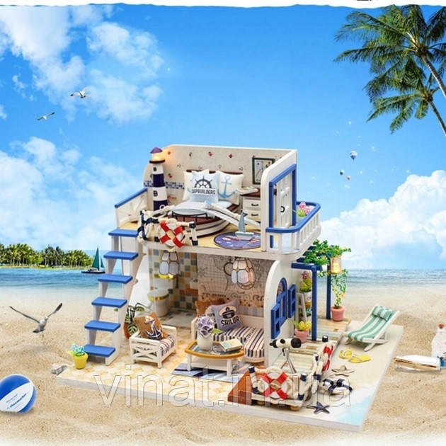 Румбокс Будиночок біля моря Blue Coast інтер'єрний конструктор DIY mini house М032