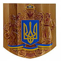 Панно "Герб Украины"(28х29х1,5 см) резное, покрыто патиной эмалями и лаком, массив дерева
