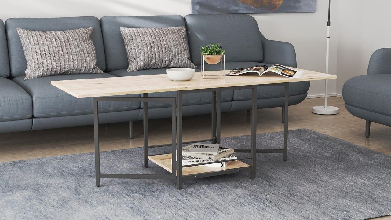 Стіл журнальний трансформер Куб Комбо Ferrum-decor 540x532x500 Чорний металл ДСП Сан Марино 16 мм