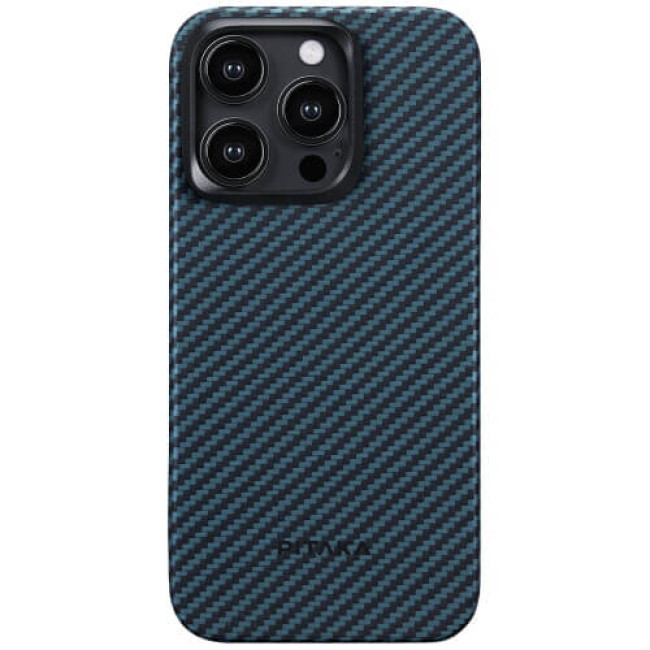Чохол накладка PITAKA MagEZ Case 4 Twill 1500D для iPhone 15 Pro Black-Blue (KI1508P), фото 1