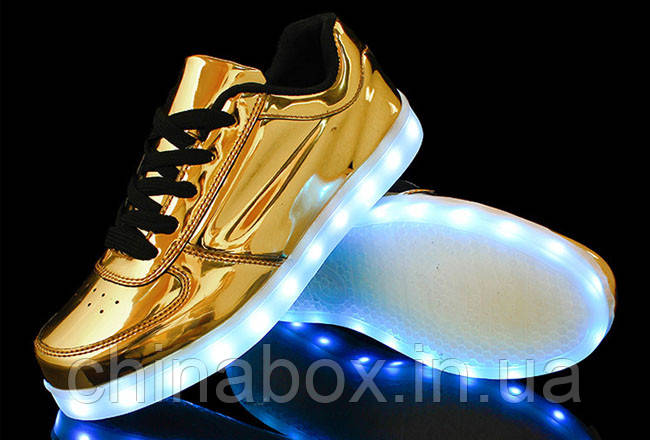 Светящиеся кроссовки Ledcross с LED подсветкой на шнурках Gold style - фото 1 - id-p2098498463