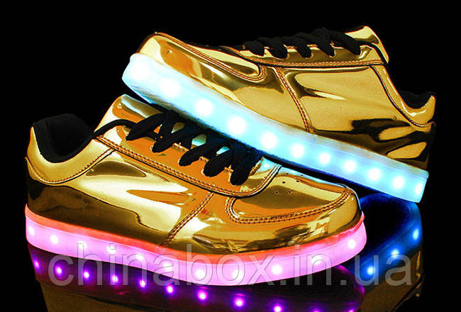 Светящиеся кроссовки Ledcross с LED подсветкой на шнурках Gold style - фото 2 - id-p2098498463