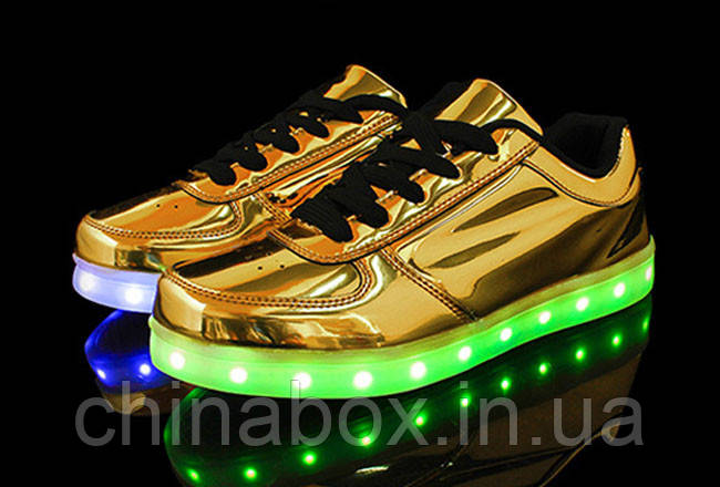 Светящиеся кроссовки Ledcross с LED подсветкой на шнурках Gold style - фото 3 - id-p2098498463