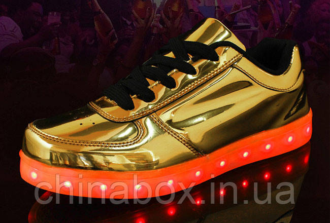 Светящиеся кроссовки Ledcross с LED подсветкой на шнурках Gold style - фото 4 - id-p2098498463