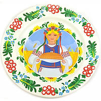 Тарелка "Украинка с караваем" расписано вручную (24 см)