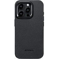 Чехол накладка PITAKA MagEZ Case 4 Twill 600D для iPhone 15 Pro Black-Grey (KI1501PA)