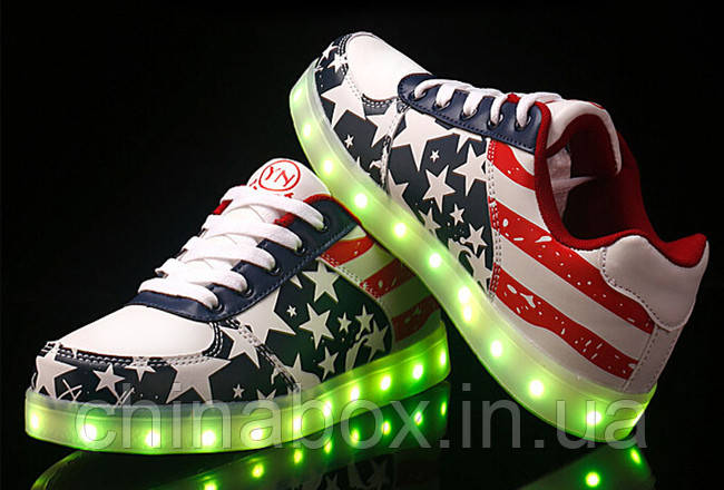 Светящиеся кроссовки Ledcross с LED подсветкой на шнурках Amerikan style - фото 2 - id-p2098498635