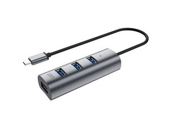 HUB USB3.0 DM CHB010 4 USB Metal Type C 1.2М Silver