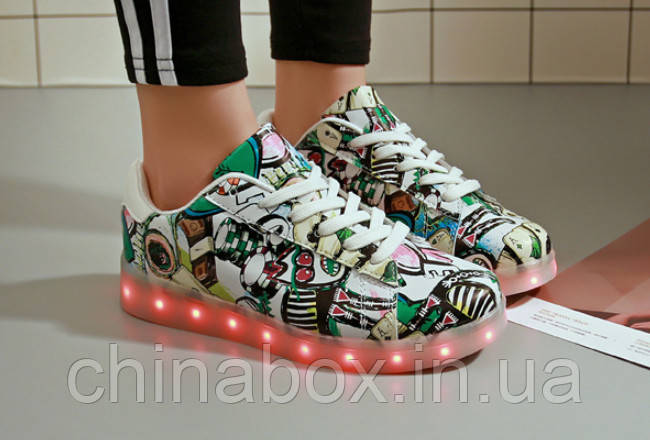 Светящиеся кроссовки Ledcross с LED подсветкой на шнурках Graffiti style - фото 3 - id-p2098498641