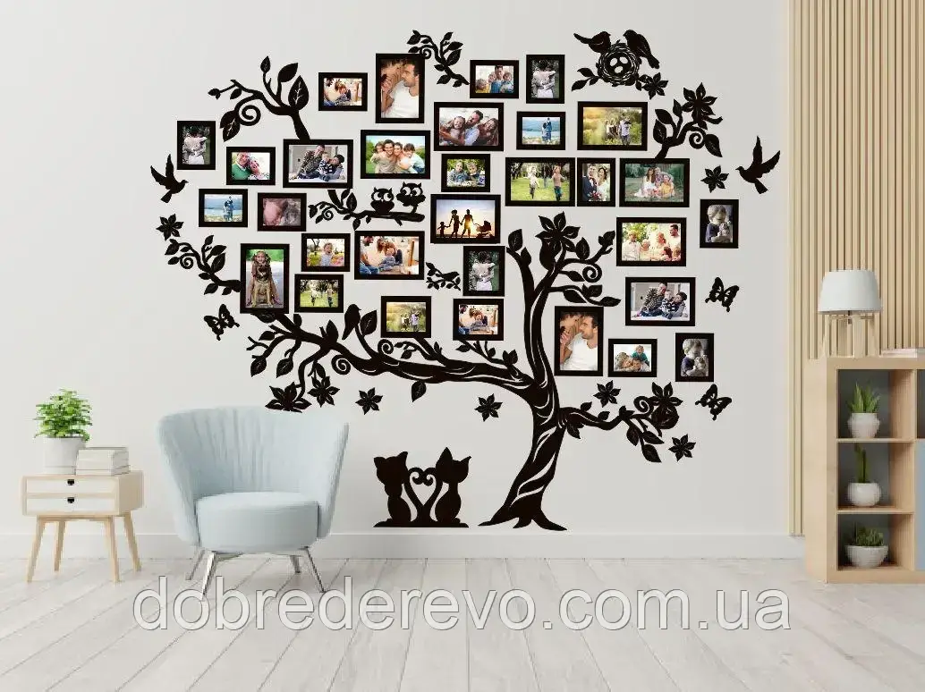 Сімейне дерево  Big Tree  на 30 фото, родинне дерево на стіну з фото рамками Big Tree 1