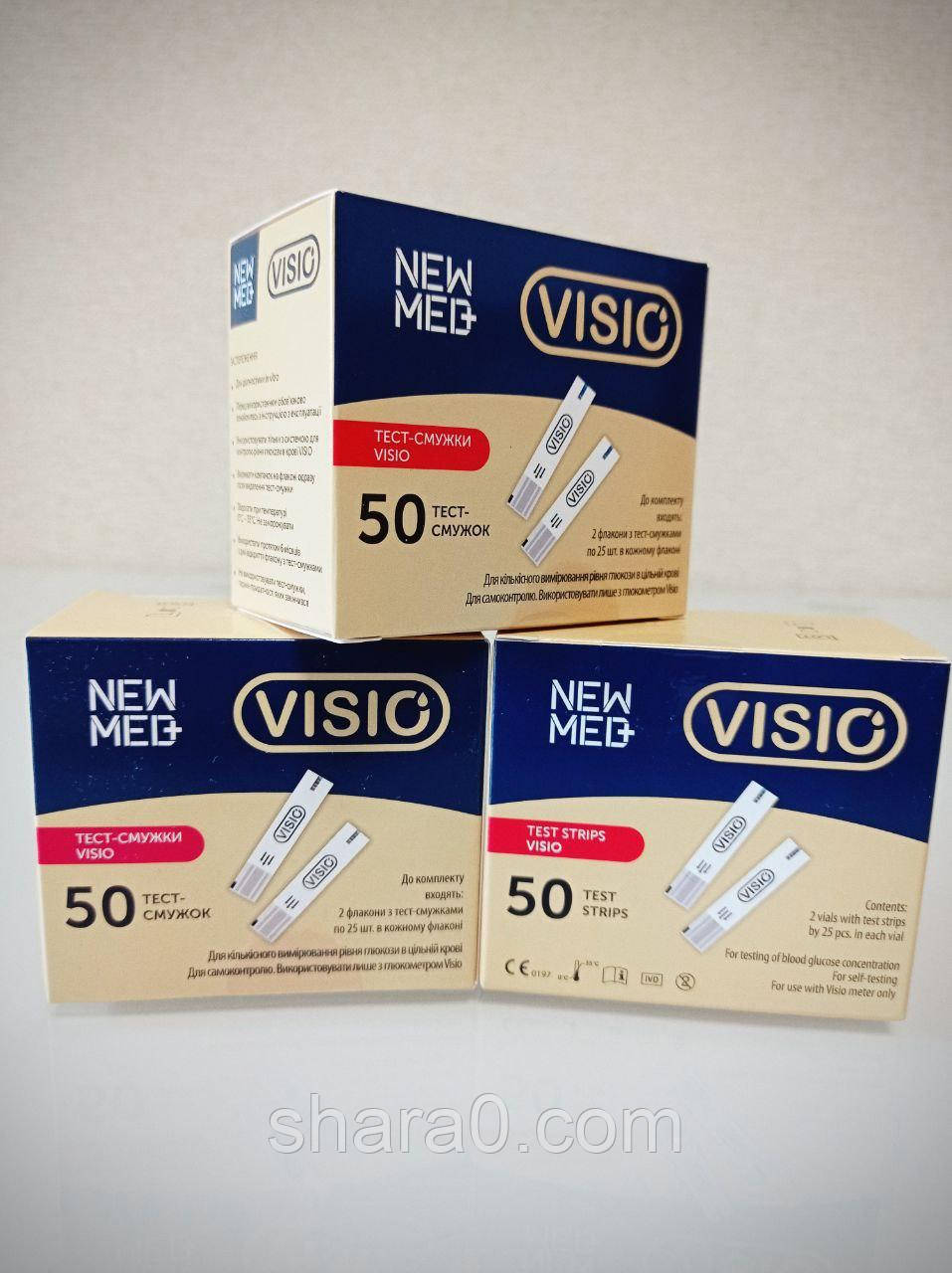 Тест-смужки New Med VISIO (Нью Мед Візіо) 50 шт для вимірювання рівня цукру глюкометром до 06.04.2025 року