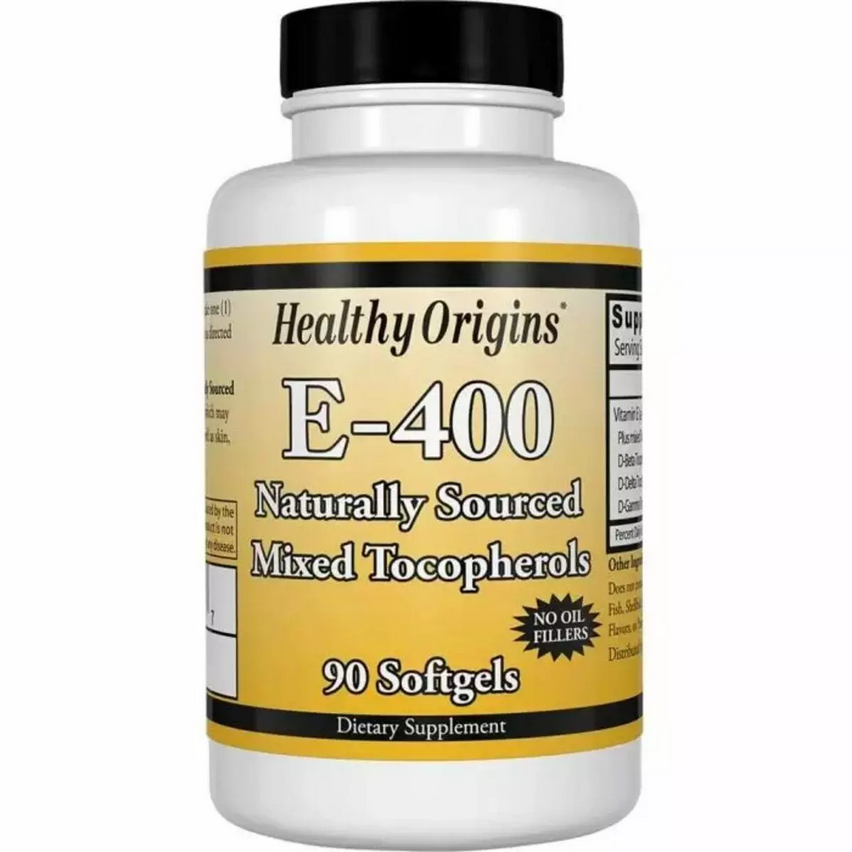 Вітамін Е, Суміш Токоферолів, Vitamin E 400 МО, Healthy Origins, 90 капсул