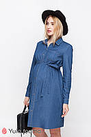 Платье - рубашка для беременных и кормящих из тонкого джинса Vero XS Юла Мама Синий DR-10.031