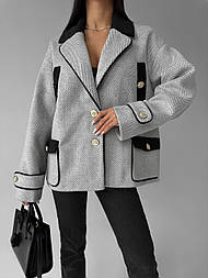 Пальто піджак жіноче з накладними кишенями оверсайз у стилі Hermes