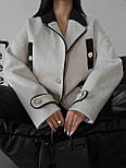Пальто піджак жіноче з накладними кишенями оверсайз у стилі Hermes, фото 8