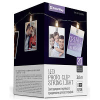Гирлянда ColorWay Светодиодная с прищепками для фото 20 LED/3M USB (CW-LCP-20L30BU) - Топ Продаж!