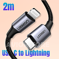 Кабель зарядный Ugreen MFi сертифицированный USB-C to Lightning 2М Black (US304